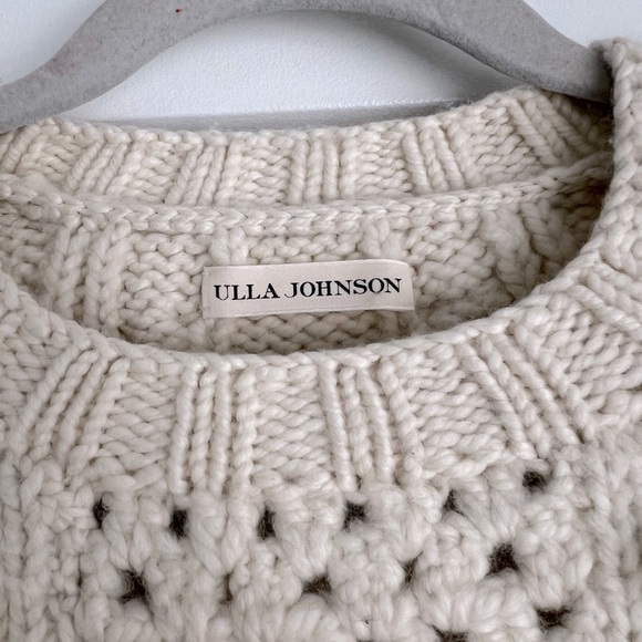 Ulla Johnson Verena Oversized Cable Knit Wool Sweater Plaster Cream ASO Runway - Picture 7 of 14